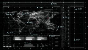 Animation of floating icons, digital clock, programming language, grid pattern over digital map. Digitally generated, hologram, geography, time, countdown, coding and technology concept. - Powered by Shutterstock - Get 15% off with code: PIKWIZARD15