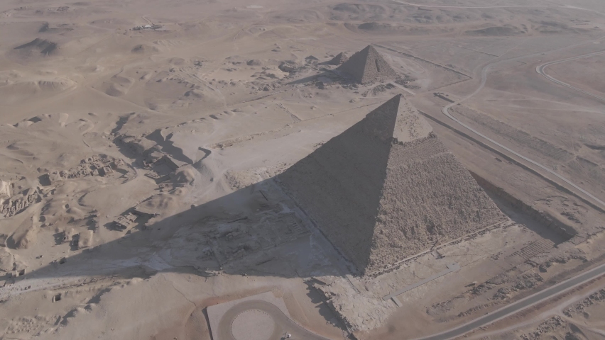 Aerial view of the pyramids of Giza, Egypt drone footage Royalty-Free Stock Footage #1094642825