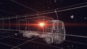 Animation of spots and lorry over light spots. Global business and digital interface concept digitally generated video. - Powered by Shutterstock - Get 15% off with code: PIKWIZARD15