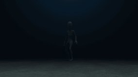 Alien Inside Of The Fog Animation.Full HD 1920x1080 09 Second Long.Transparent Alpha video.LOOP.
