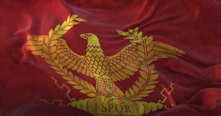 Old Roman Flag with Aquila and SPQR. Loop Royalty-Free Stock Footage #1094649611
