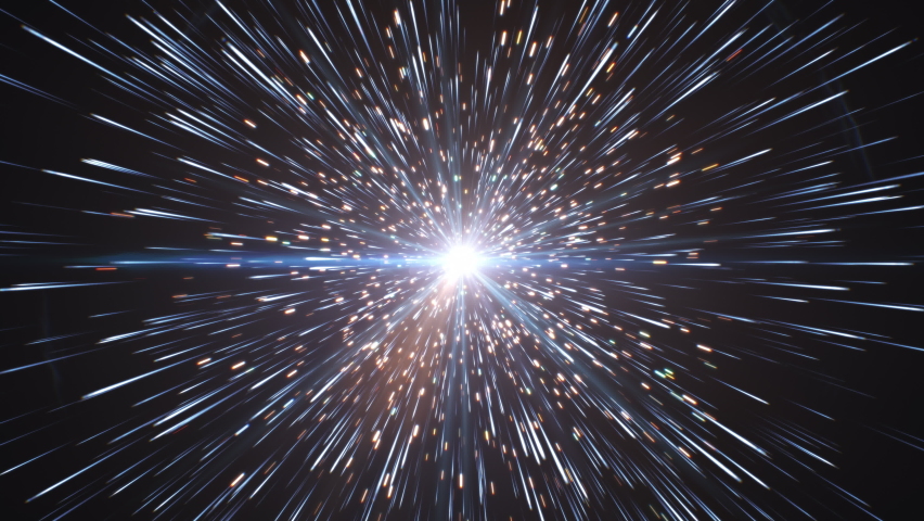 Beautiful Big Bang Universe Creation Illustration. Bright Flash of Light, Huge First Explosion, Blast Wave 3d Animation. Creation of Stars and Galaxies in Space. Scientific Concept.  | Shutterstock HD Video #1094656747