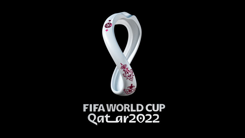 Karachi, Pakistan. September 13, 2022. FIFA World Cup logo 2022,  Animation with Alpha Loop. Concept: 2022 FIFA World Cup Qatar