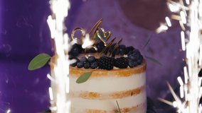 On top of a birthday cake with burning fireworks fountains nearby. Beautiful slow motion shots - Powered by Shutterstock - Get 15% off with code: PIKWIZARD15