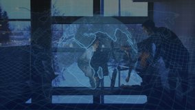 Animation of data processing over globe and business people. Global patriotism and digital interface concept digitally generated video. - Powered by Shutterstock - Get 15% off with code: PIKWIZARD15