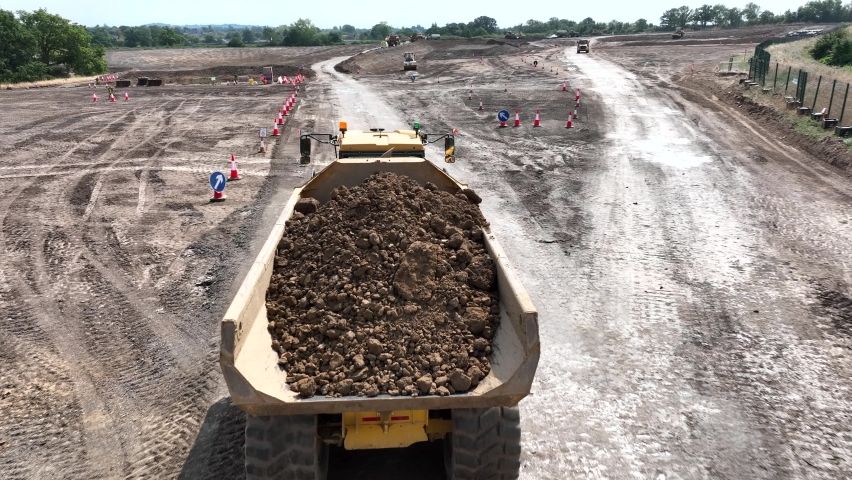 Tipper Truck Moving Large Quantities of Earth in the Construction Industry