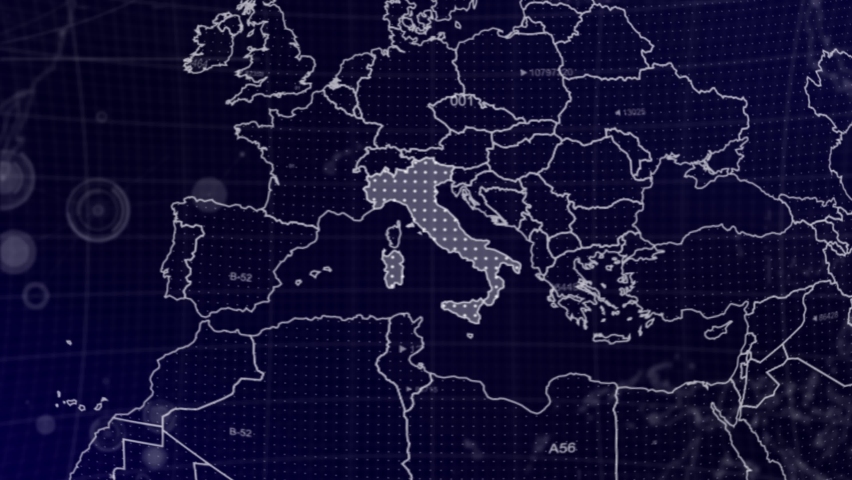 Data analysis Technology Globe rotating on Italy Country with graphs, charts, analytics in background | Italy country Globe rotating 4K|60 FPS, data analysis technological background | Shutterstock HD Video #1094671989