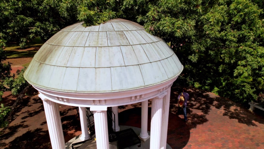 the old well on the unc campus in chapel hill nc, north carolina aerial pullout