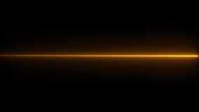 moving Neon laser beam video on black background, glowing streak with light thunder bolt effect. yellow and orange ray line. Techno futuristic impulse line . 