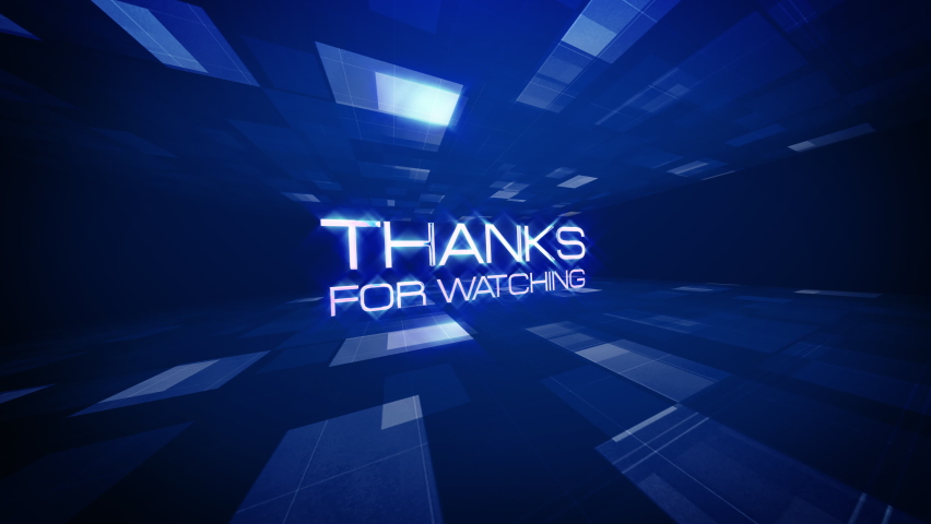 Thanks for watching text Science technology futuristic 3D cinematic title background. Animation for business network technology introduction.
