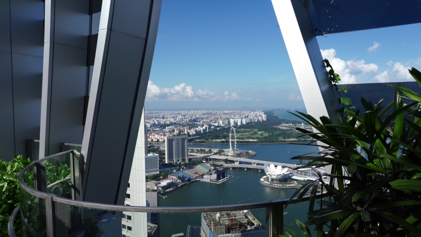 Roof top with beautiful city view, Singapore city skyline