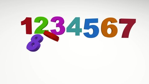 Colorful 3d Number Animation Isolated White Stock Footage Video (100% ...