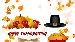 Thanksgiving background with leaves and Pumpkin  background of seamless loopable HD Video
