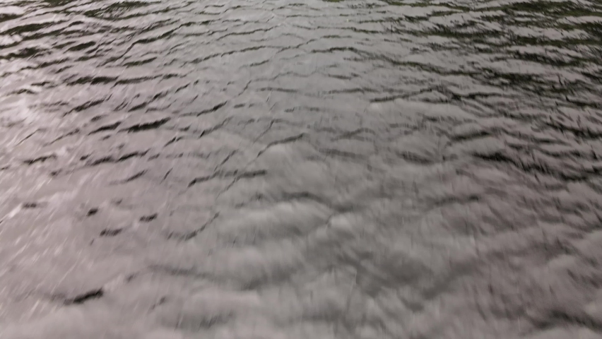 Flying just above the watersurface with mointain bakcground