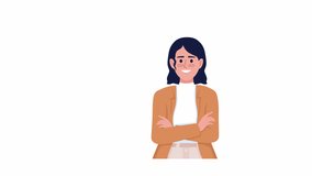 Animated planning manager character. Half body flat person 4k video footage with alpha channel. Woman with clipboard. Color cartoon style illustration for motion graphic design and animation
