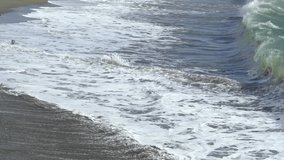 Big sea Waves with foam in beautiful Black Sea,slow motion