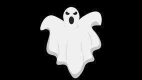Ghost animation with. Animated flying ghost, Halloween object. 4K video element for Halloween.