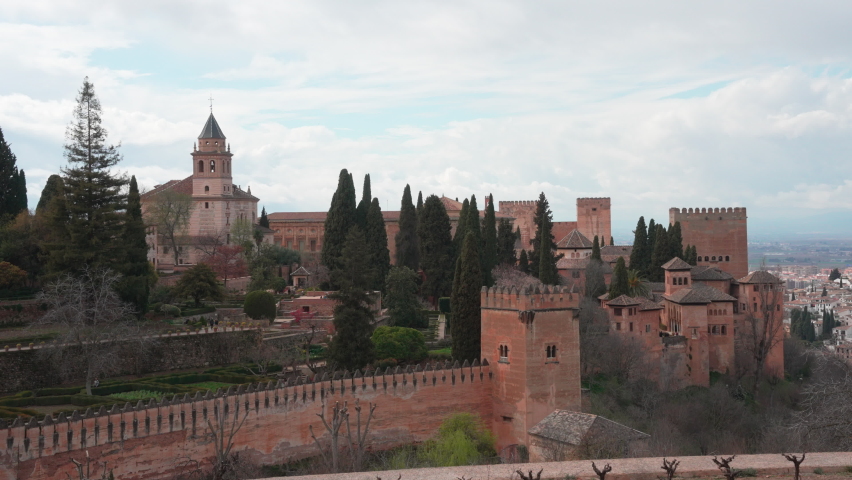 GRANADA, SPAIN - March 2022 : Alhambra fortress in Granada, Spain​ | Shutterstock HD Video #1094716015
