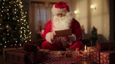 Santa Claus Sorting Letters Evening Stock Footage Video (100% Royalty ...