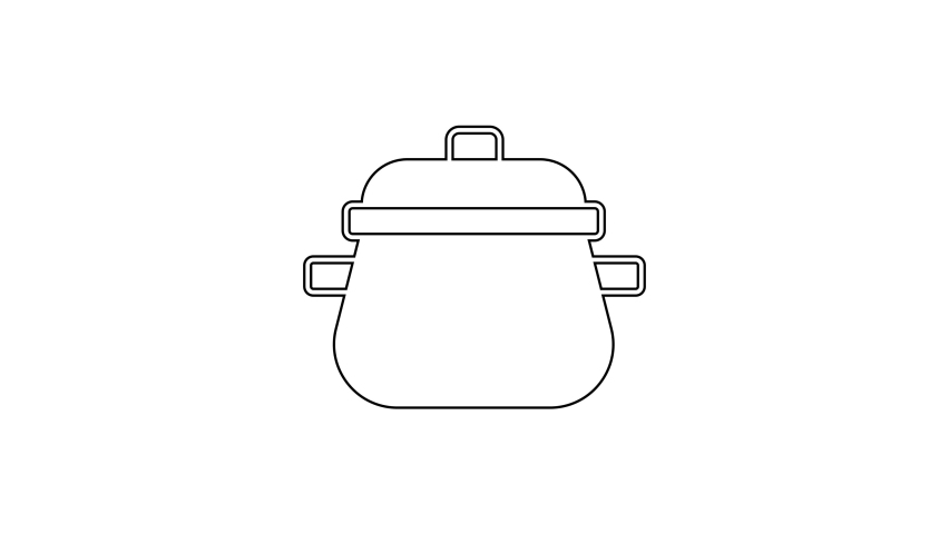 Black line Cooking pot icon isolated on white background. Boil or stew food symbol. 4K Video motion graphic animation . | Shutterstock HD Video #1094723341