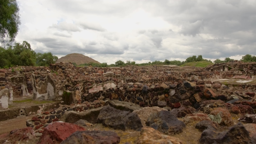 Timelapse Cloudy Sky in Aztec Teotihuacan Ruins Ancient Pyramids Mexican Valley