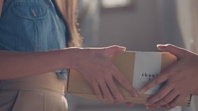 Asia female people smile free help first aid Rx kit carton box at home front door. Clinic drug store send self cure mail post parcel to young woman online health care happy order herbal vitamin postal - Powered by Shutterstock - Get 15% off with code: PIKWIZARD15