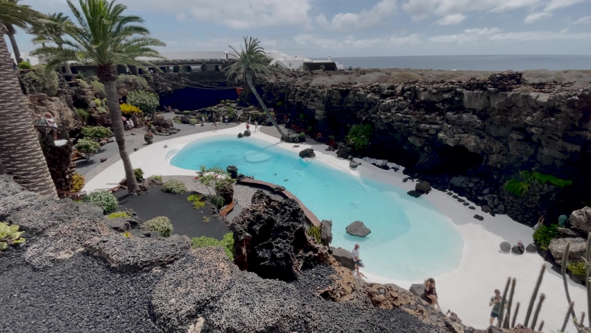 panoramic view of the jameos del agua in Lanzarote, Canary Islands