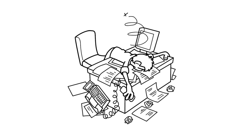 Office worker tired, office workload sketch and 2d animation | Shutterstock HD Video #1094738879