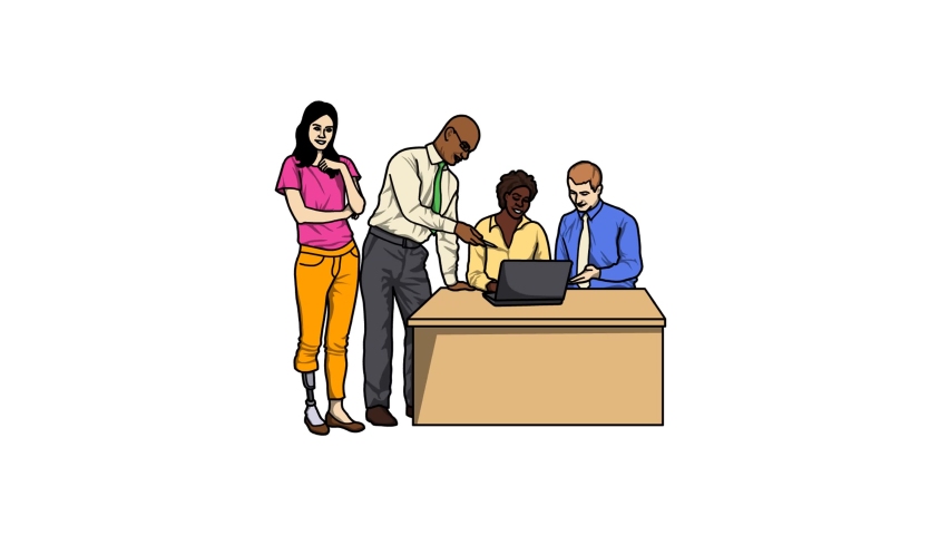 Office working, teamwork, laptop sketch and 2d animation, people  | Shutterstock HD Video #1094739963
