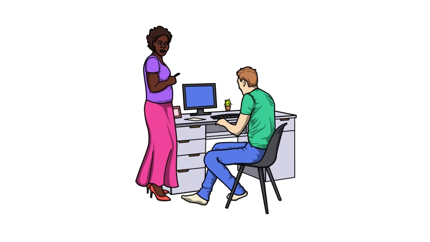 Office working, teamwork, laptop sketch and 2d animation, people  | Shutterstock HD Video #1094739965