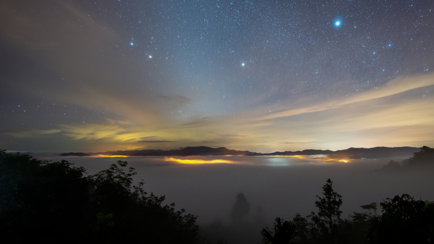 4K Timelapse of beautiful sunrise with fog rolling over Khoa Khai nui mountain, Phang Nga, Thailand
 Royalty-Free Stock Footage #1094739993
