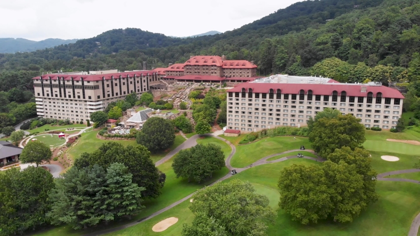 4K Drone Video of Historic Grove Park Inn in Asheville, NC on Sunny Summer Day Royalty-Free Stock Footage #1094740779