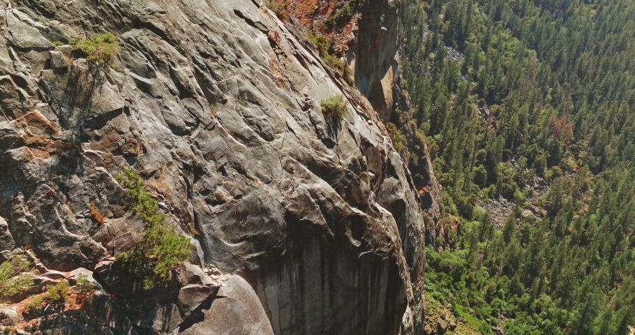 Yosemite national park valley aerial view. California cliff landscapes.