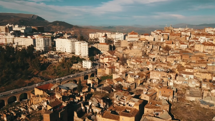 Aerial view of ancient Constantine, Algeria