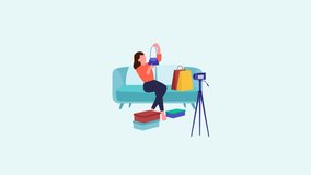Animation of people doing hobbies and work online