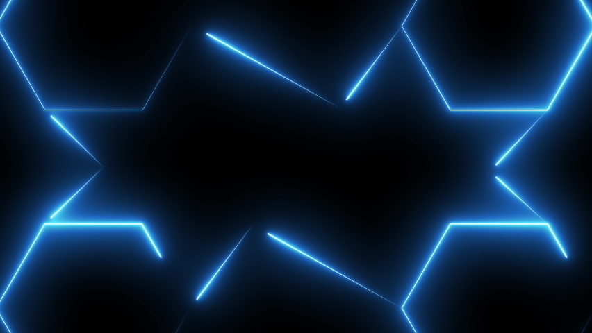 4K looped. Bright neon blue laser line animated on black background.  | Shutterstock HD Video #1094749383