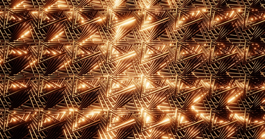 3d render with golden abstract background of triangular spirals | Shutterstock HD Video #1094751219
