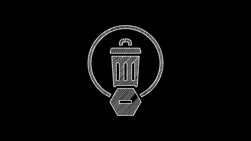 White line Trash can icon isolated on black background. Garbage bin sign. Recycle basket icon. Office trash icon. 4K Video motion graphic animation. | Shutterstock HD Video #1094754213