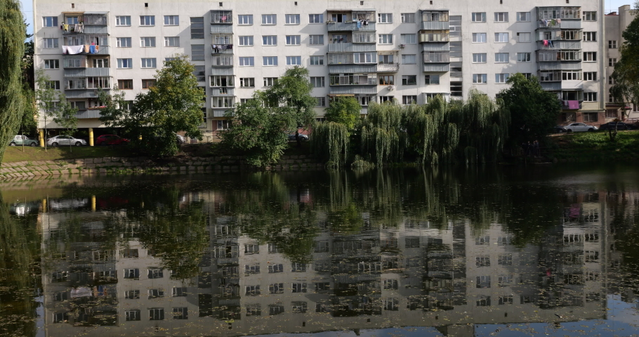 Reflection of the house in the water surface of the pond., a Buildings & Landmark Video by dmitro2009