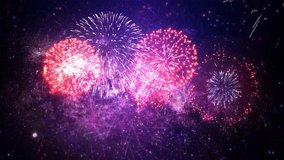 4K loop of real colorful fireworks festival in the sky display at night during national holiday, new year party or celebration event. glowing fireworks show. eve fireworks. independence day, 4 of July - Powered by Shutterstock - Get 15% off with code: PIKWIZARD15
