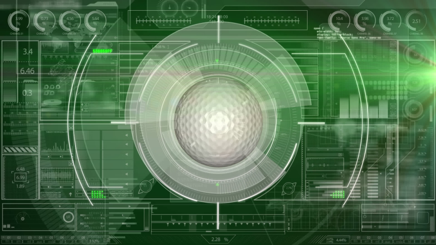 Animation of golf ball over scope scanning and data processing. global sports, golf and healthy lifestyle concept digitally generated video. - Powered by Shutterstock - Get 15% off with code: PIKWIZARD15