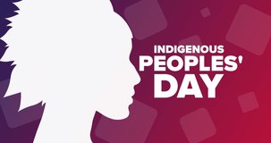 Indigenous Peoples Day. Flat holiday animation. Motion graphic design. 4K, HD loop footage. 