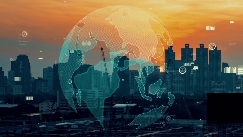 Global connection and the internet network alteration in smart city . Concept of future wireless digital connecting and social media networking . | Shutterstock HD Video #1094780543
