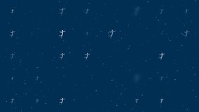 Template animation of evenly spaced figure skating symbols of different sizes and opacity. Animation of transparency and size. Seamless looped 4k animation on dark blue background with stars