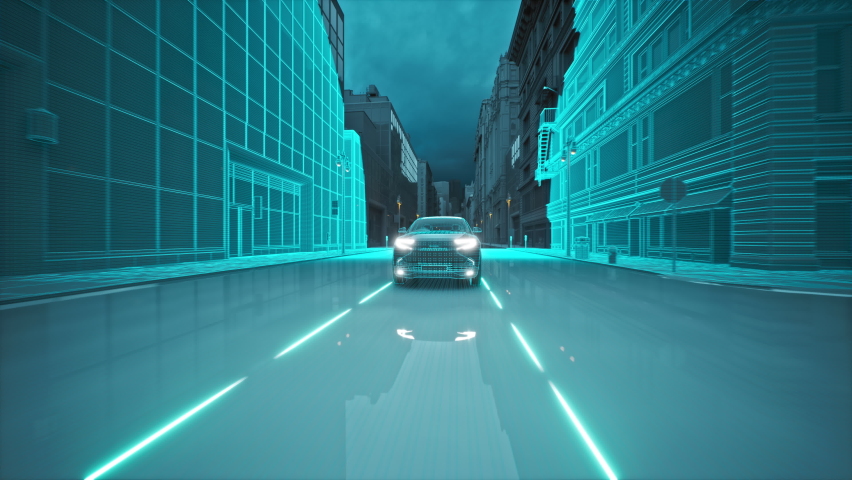 High Tech Autonomous Car Self Driving On Highway Emitting Signals Communicating With Gps System Satellites Driverless Vehicles Concept Electric Cars Revolution Cgi