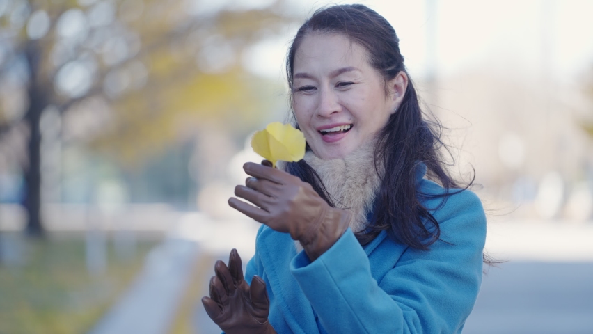 Senior woman going out in winter