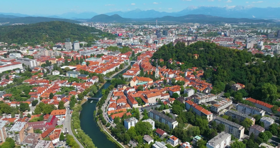 Aerial view of Ljubljana Slovenia Royalty-Free Stock Footage #1094795671