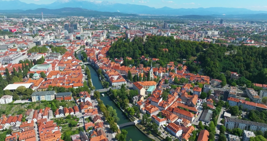 Aerial view of Ljubljana Slovenia Royalty-Free Stock Footage #1094795687