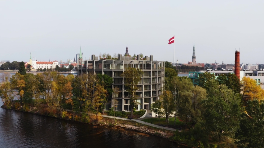 Panoramic aerial view of Riga