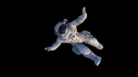 Female Astronaut Falling animation.Full HD 1920×1080.12 Second Long.Transparent Alpha video.